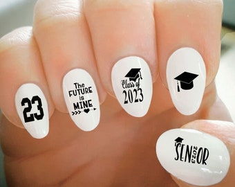 Nail Decals, Graduation Nail Decals, Class of 2023, Class of 2024, Water Transfer Nail Decals, Nail Tattoo, Fashionable Nail Art