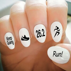 Nail Decals, Marathon Nail Decals, Half Marathon, 10K, 5K, Water Transfer Nail Decals, Nail Tattoo, Fashionable Nail Art, Custom Nail Decals image 2