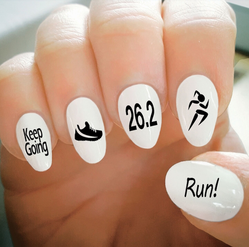 Nail Decals, Marathon Nail Decals, Half Marathon, 10K, 5K, Water Transfer Nail Decals, Nail Tattoo, Fashionable Nail Art, Custom Nail Decals image 2