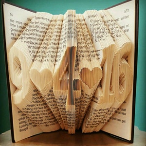 Folded Book Art, Book Folding, Large Font, Custom,Personalized, Unique Gift, Special Date, Paper Anniversary, Birthday, Choose your own Date