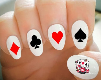 Nail Decals, Casino Nail Decals, Cards, Water Transfer Nail Decals, Nail Tattoo, Fashionable Nail Art, Custom Nail Decals