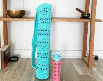 yoga mat bag (PDF Download), crochet pattern, gift for her, mothers day gift, mat bag, namaste, yoga, exercise bag, diy, cotton