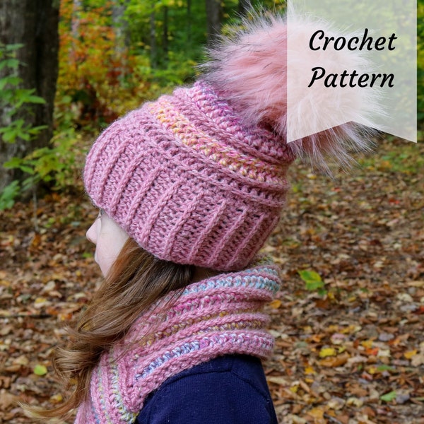 Crochet PATTERN Hat Cowl / Child / Preschool / Winter Hat / Cowl Set / PDF Download