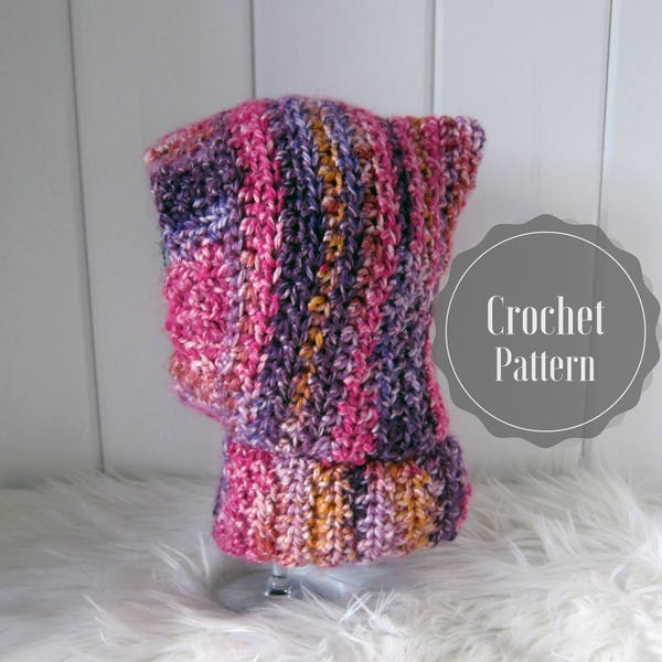 Crochet PATTERN (PDF Download) / Hoodie / hat / neck warmer / Hat pattern / hood pattern / any size / toddler / beginner/ crochet/ pattern,