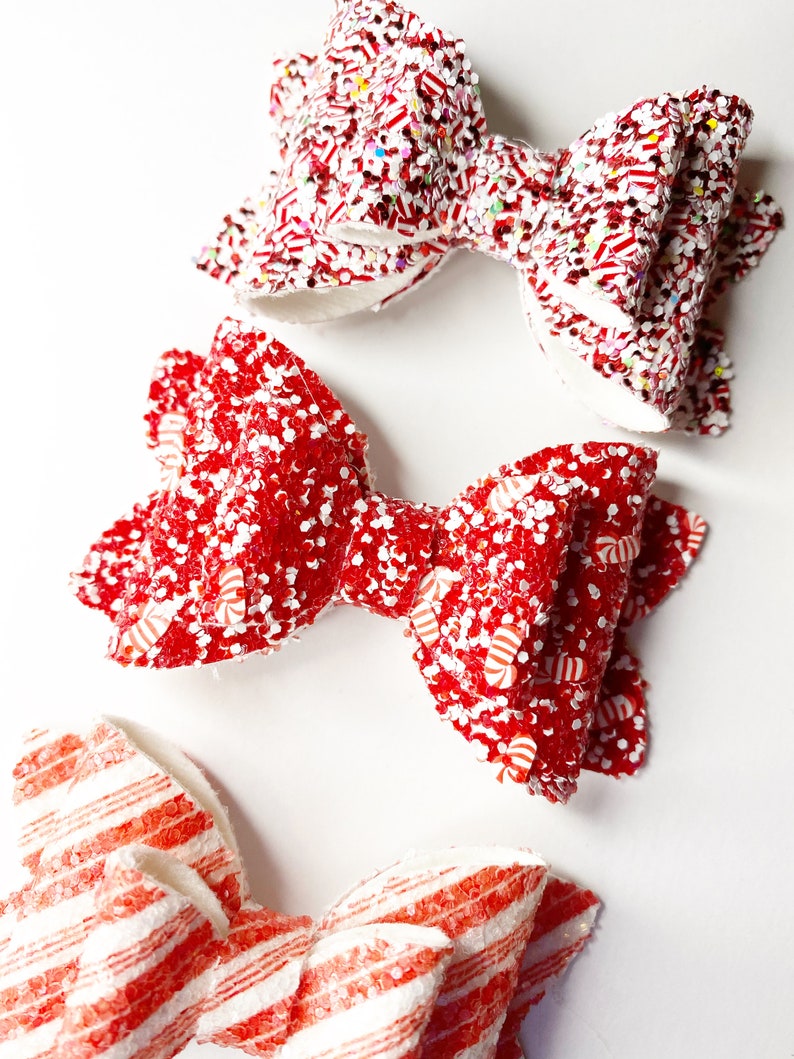 Christmas Candy Cane Bows Etsy