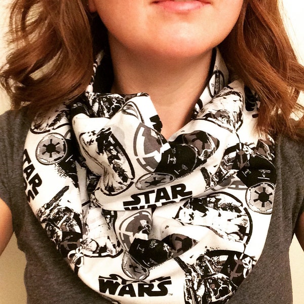 Star Wars Infinity Scarf ** Classic DARK SIDE Characters ** Darth Vader, Boba Fett and Storm Trooper ~ Cotton and Fleece material