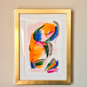 Original painting, &#39;All the Pretty (study) #2&#39; - Acrylic on Paper, 6 x 9 inches, including Gold Wood Frame, Abstract Art, Interior Design