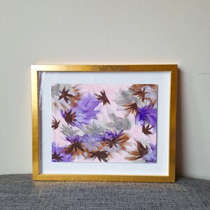 Original painting, &#39;Violet Hay&#39; - Acrylic on Paper, 12 x 9 inches, including Gold Wood Frame, Abstract Art, Interior Design