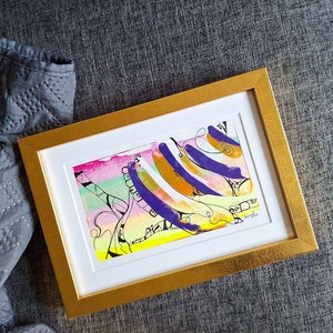 Original painting, &#39;Never the Same&#39; - Acrylic on Paper, framed 8 x 5 inches, including Gold Wood Frame, Abstract Art, Interior Design