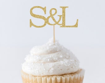 Monogram Cupcake Toppers, Initial Cupcake Toppers, Wedding Decorations, Engagement Party