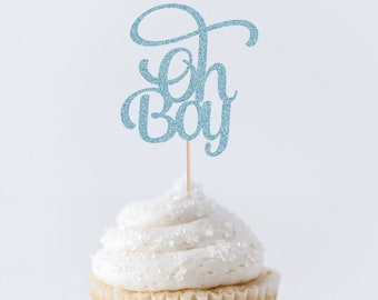 Oh Boy Cupcake Toppers, Boy Baby Shower Decorations