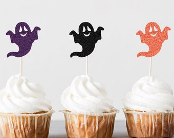 Ghost Cupcake Toppers, Halloween Decorations, Halloween Birthday Party, Halloween Baby Shower