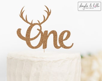Antler One Cake Topper, 1st Birthday Party Decorations, Smash Cake Topper