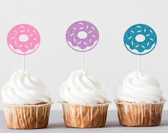 Donut Cupcake Toppers, Birthday Party Decorations, Baby Shower