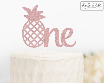 Pineapple One Cake Topper, Tropical First Birthday Party Decorations