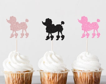 Poodle Cupcake Toppers, Poodle Birthday Party, Paris Bridal Shower