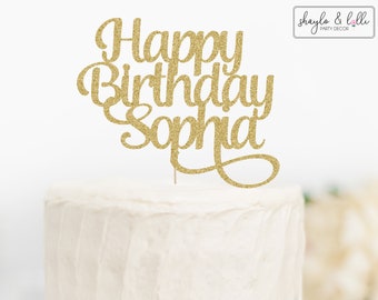 Custom Happy Birthday Cake Topper, Birthday Party Decorations, Personalised