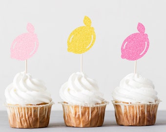 Lemon Cupcake Toppers, Birthday Party Decorations, Baby Shower