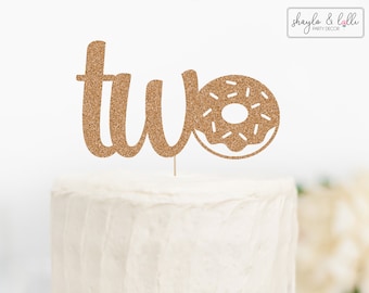 Donut Two Cake Topper, 2nd Birthday Party Decorations