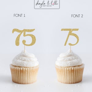 75 Cupcake Topper, 75th Birthday Party Decorations
