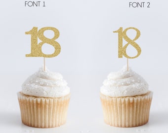 18 Cupcake Topper, 18th Birthday Party, Anniversary Decorations, Eighteen