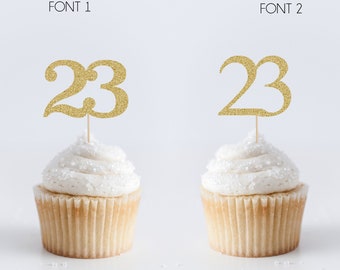 23 Cupcake Topper, 23rd Birthday Party, Anniversary Decorations