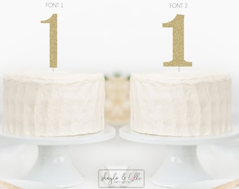 Gold Glitter 1 Cake Topper, First Birthday Party Decorations, Smash Cake Photos