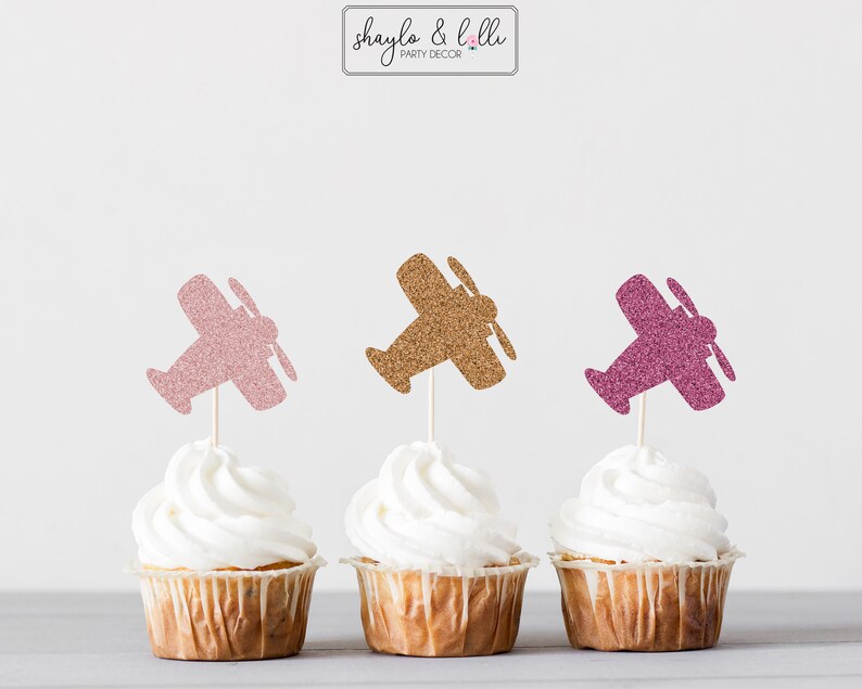 Airplane Cupcake Toppers Birthday Party Decorations Baby Etsy Canada