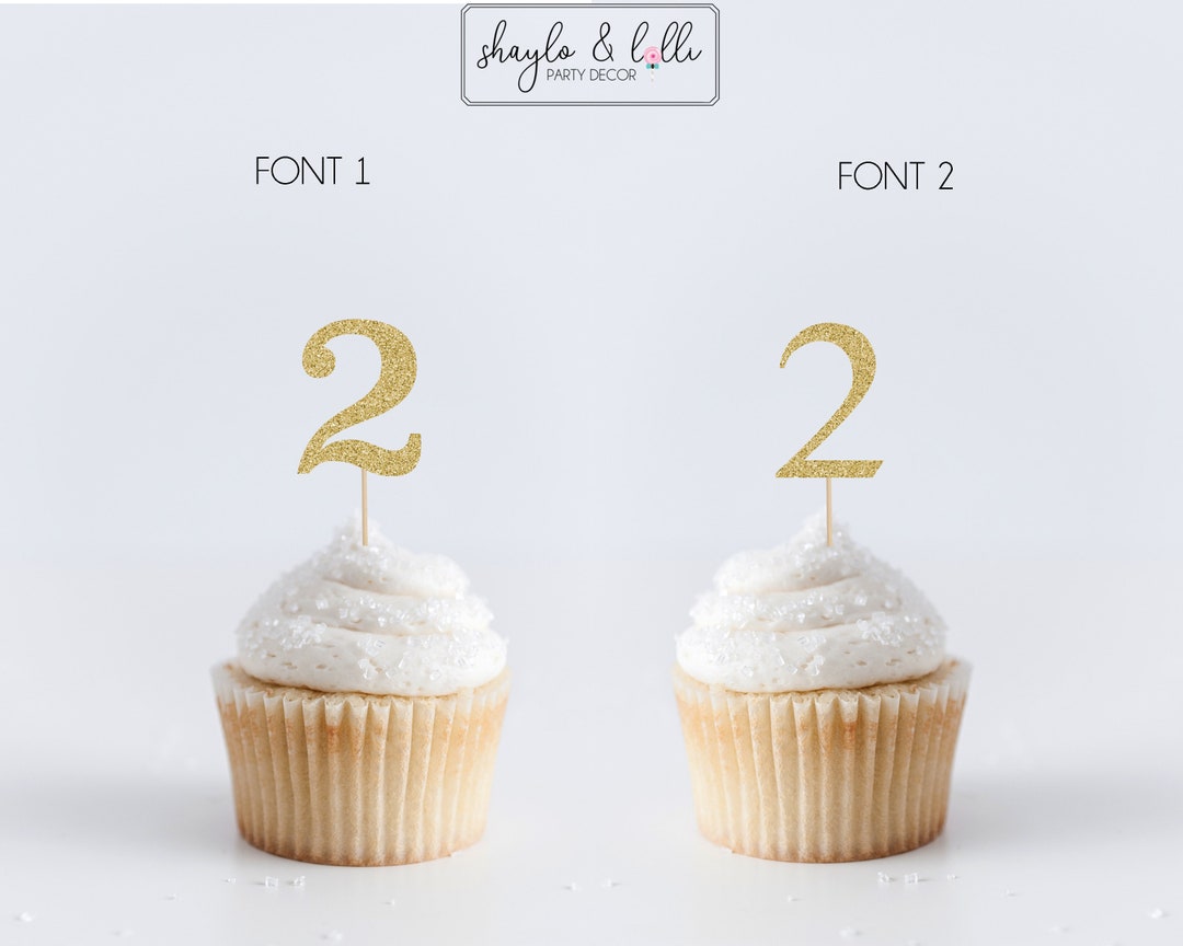 2 Cupcake Toppers, 2nd Birthday Party, Anniversary Decorations - Etsy
