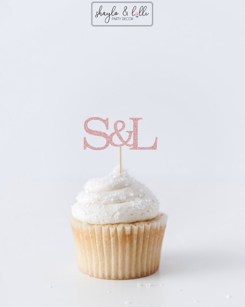 Monogram Cupcake Toppers Initial Cupcake Toppers Wedding Etsy