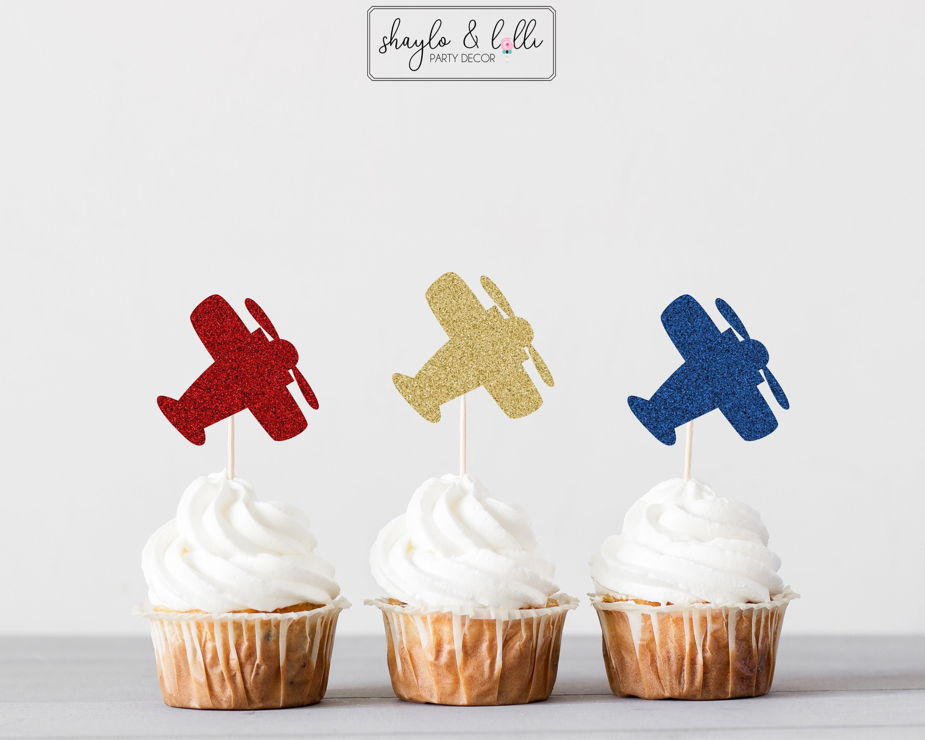 Airplane Cupcake Toppers Birthday Party Decorations Baby Etsy