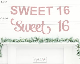 Sweet 16 Banner, Sweet Sixteen Birthday Party Decorations