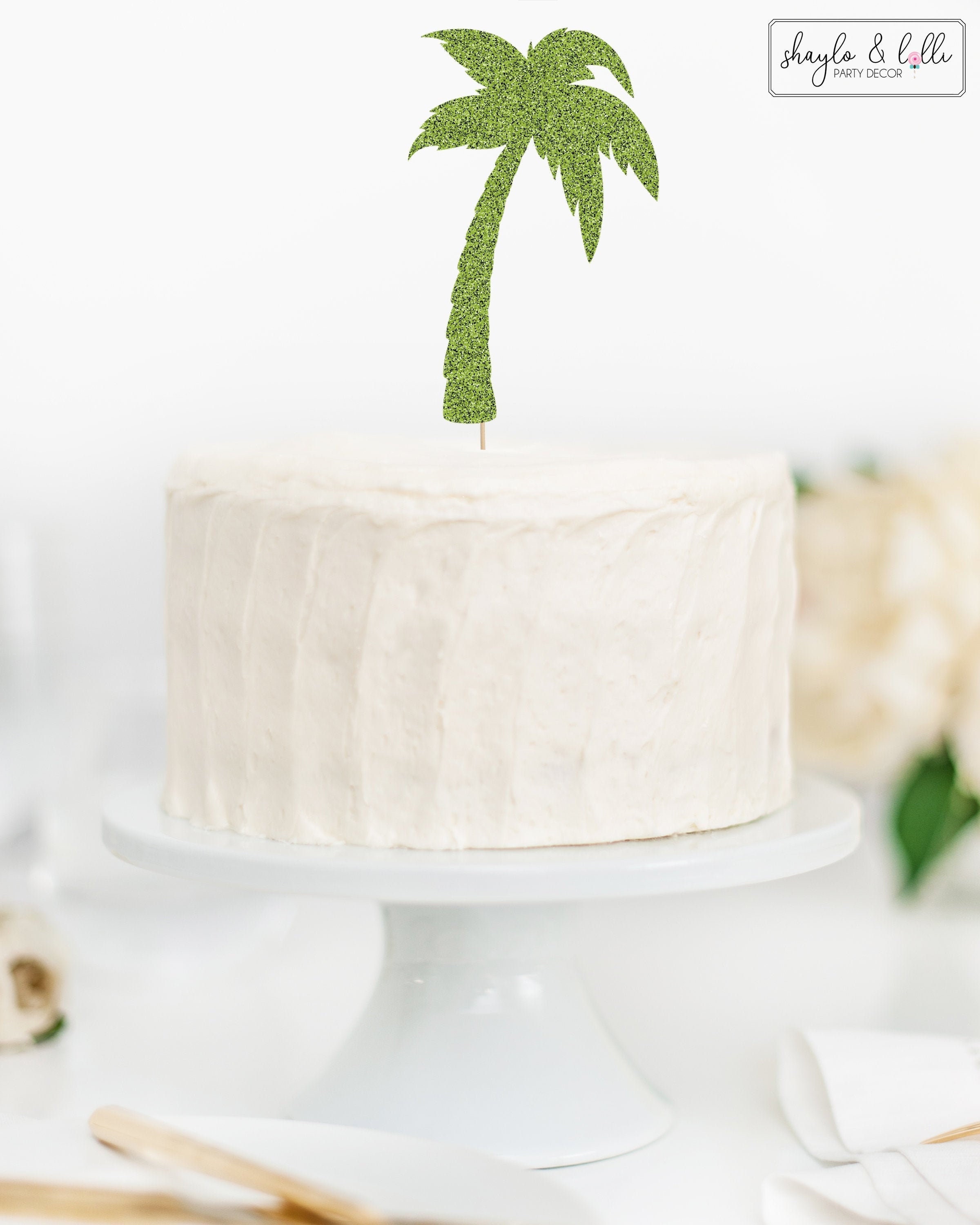 Palm Tree Cake Topper Tropical Bridal Shower Birthday Party Etsy