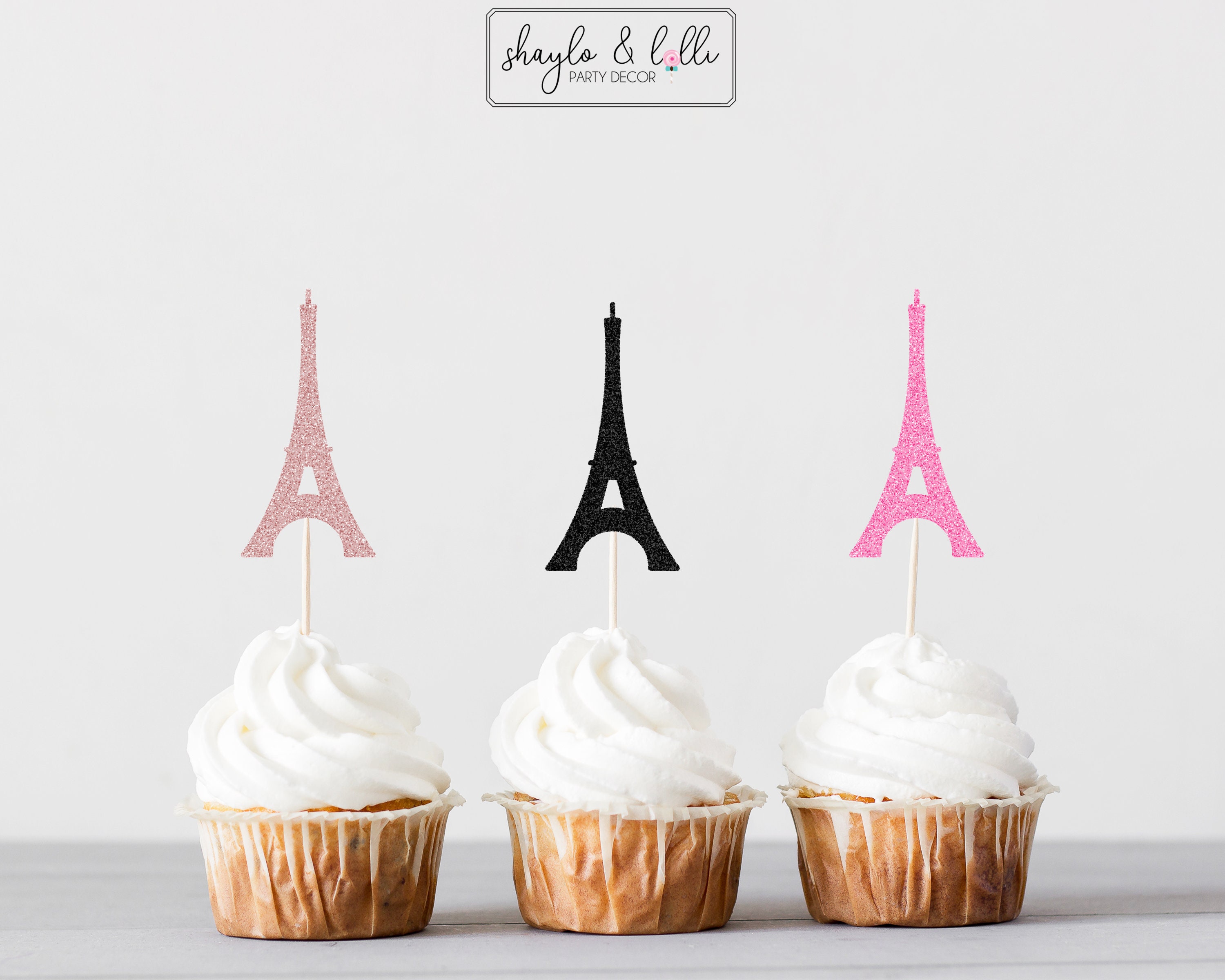 Eiffel Tower Cupcake Toppers Paris Birthday Party Bridal Etsy
