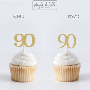 90 Cupcake Topper, 90th Birthday Party Decorations, Ninety