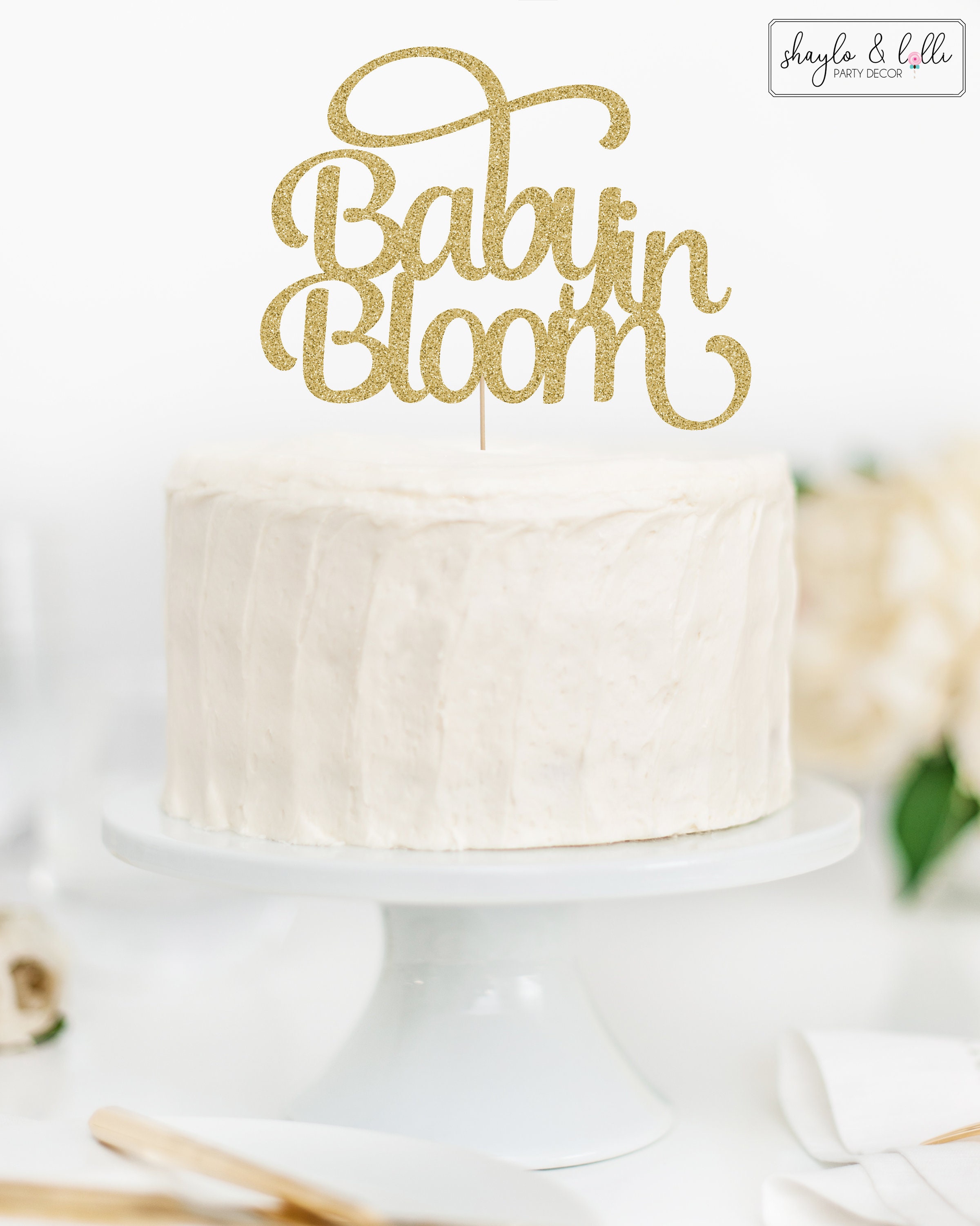 Baby in Bloom Cake Topper, Baby Shower Decorations, Gender Reveal Party 