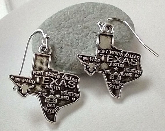 Silver Texas Earrings, Texas Pride Earrings