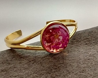 Gold Flower Cuff Bracelet, 6 Colors Available, Adjustable