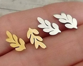 Minimalist Leaf Earrings, Silver Leaf Studs, Gold Leaf Studs, Nature Earrings