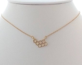 BOGO! Dainty Honeycomb Necklace, Gold Honeycomb Necklace, Silver Honeycomb Necklace