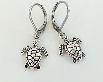 Turtle Earrings, Silver Turtle Earrings, Set Available