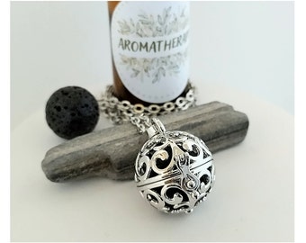 Essential Oil Locket, Charcoal Ball Diffuser Locket, Anxiety Necklace