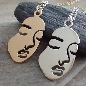 Minimalist Face Necklace, Abstract Face Necklace, Picasso Necklace image 6