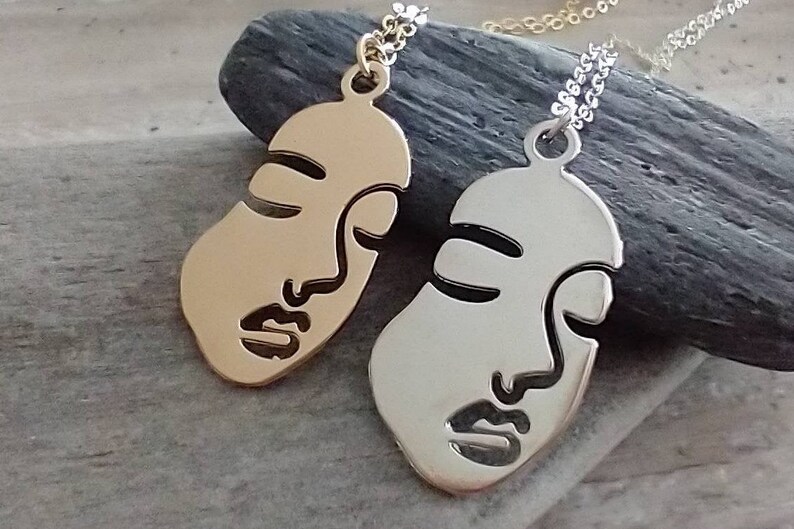 Minimalist Face Necklace, Abstract Face Necklace, Picasso Necklace image 6