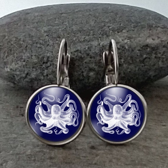 Blue Octopus Earrings, List Prices Reflect MSRP-HME-NAUT
