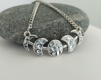 Silver Moon Phase Necklace