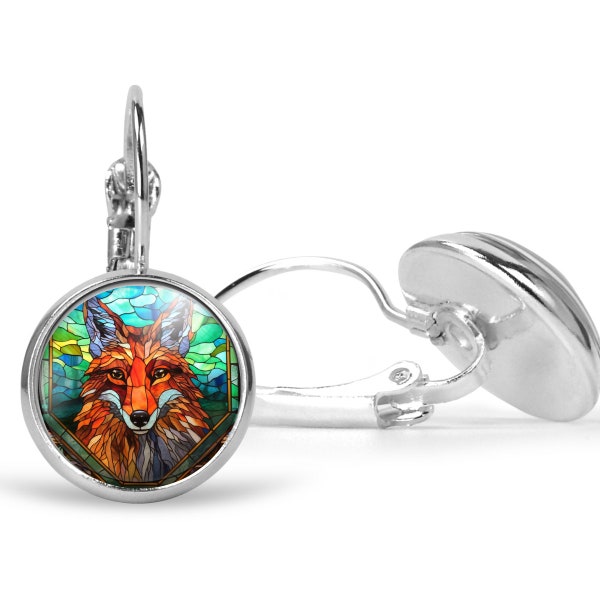 Fox Earrings, Stained Glass Animal Earrings, Deer Earrings, Bull Earrings
