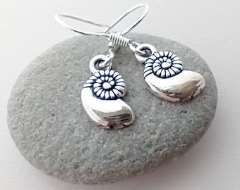 Tiny Fibonacci Earrings, Silver Fibonacci Earrings, Spiral Shell Earrings