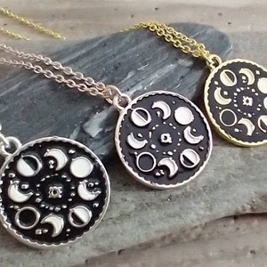 Moon Phase Necklace, Gold Moon Phase Necklace Silver, Rose Gold Moon Phase Necklacce