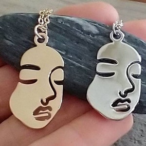 Minimalist Face Necklace, Abstract Face Necklace, Picasso Necklace image 5